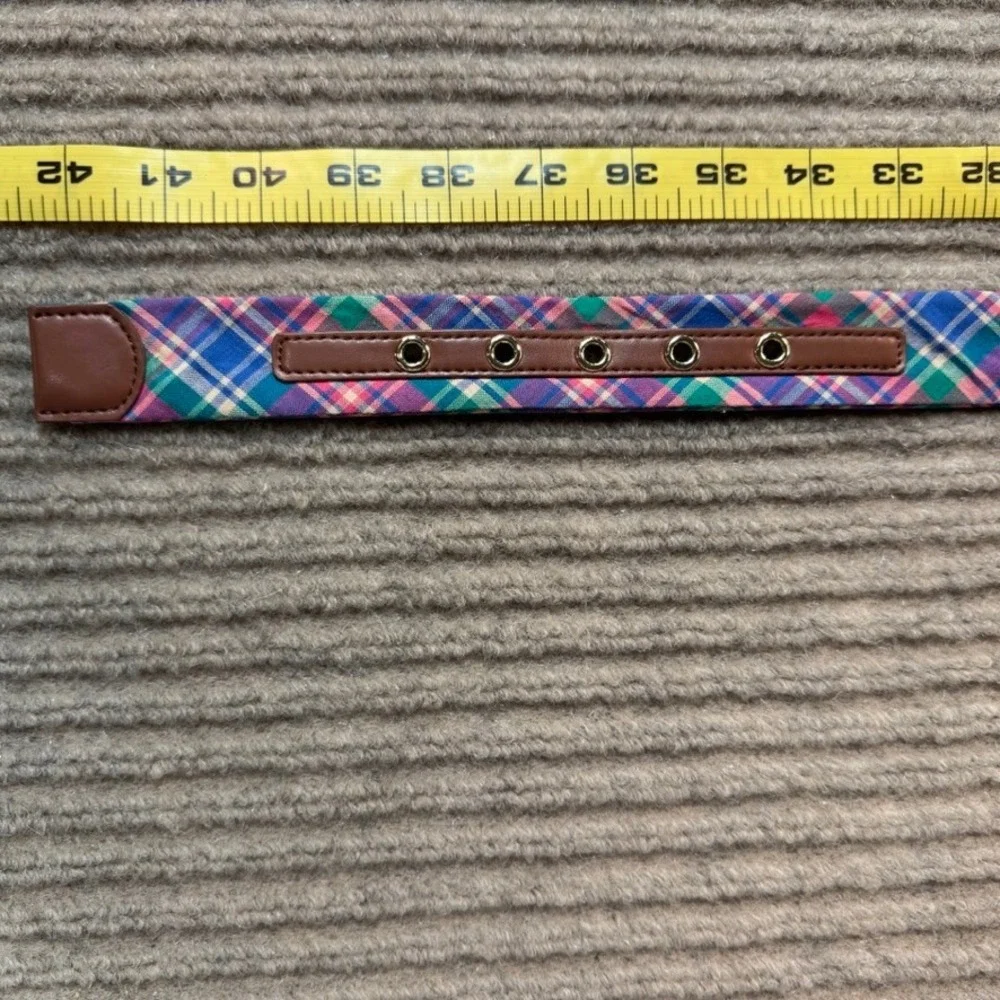 NWT Talbots Outlet Womens Plaid Cotton Belt Brown Buckle Multi Color Size Medium